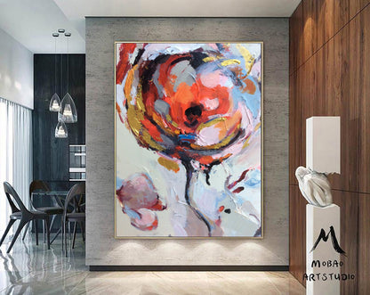 Large pink texture painting,Pink abstract painting,Texture abstract painting,Gold abstract painting,Orange abstract painting,Large wall art