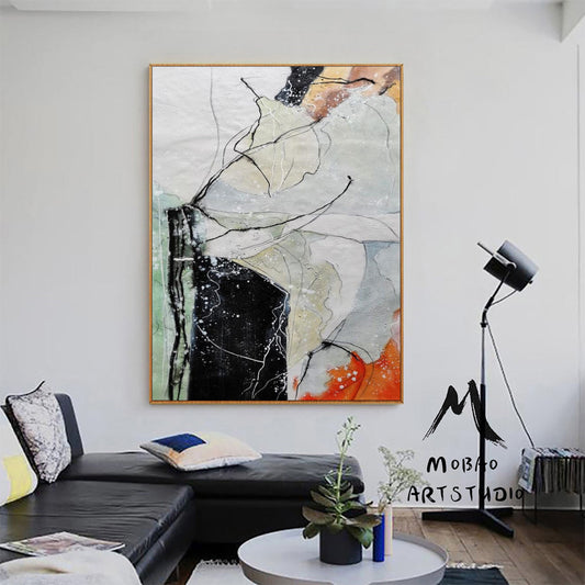 Large Original Abstract Painting,Black Painting Gray Painting, Minimalist Abstract Painting, Abstract Painting, Large Wall Canvas Painting