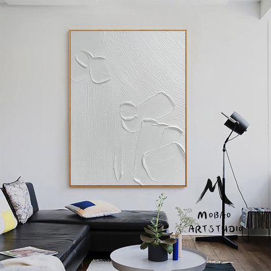 White Abstract Painting White Minimalist Painting White 3D Minimalist Art White Art Painting White Textured Wall Art White Abstract Wall Art