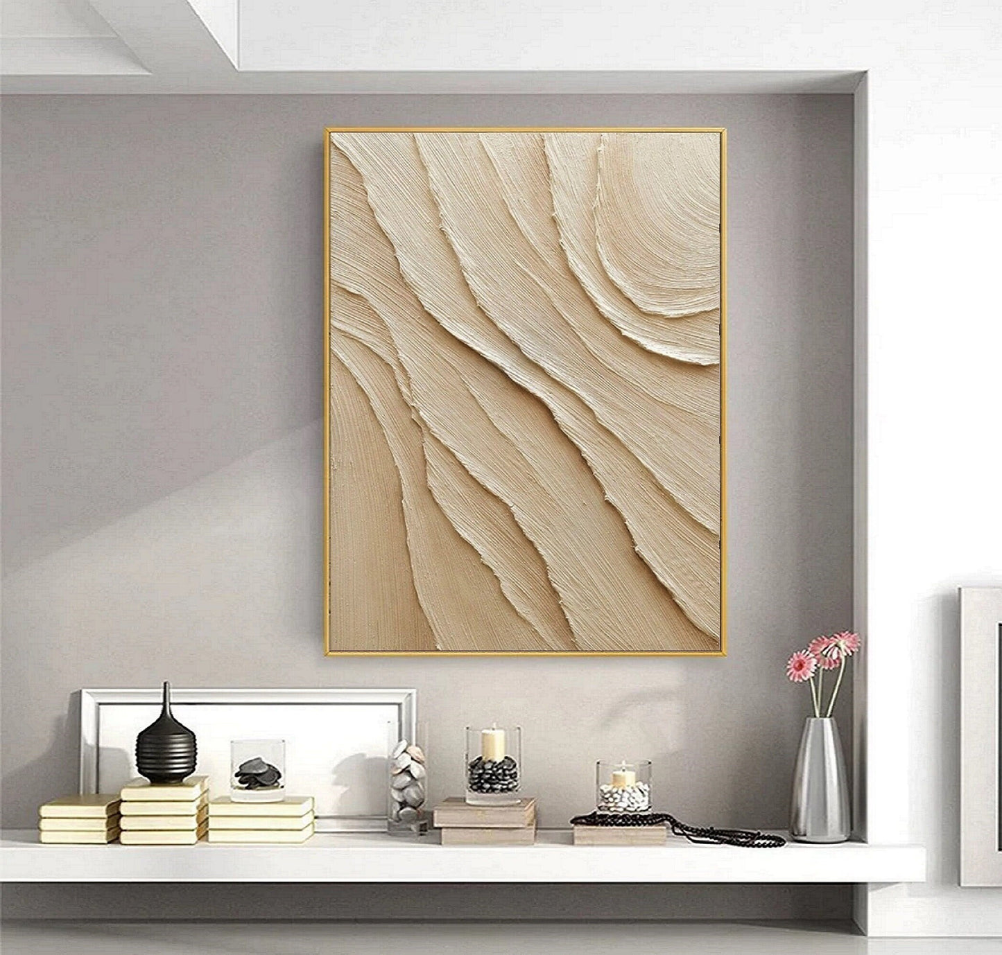 Brown 3D Texture Painting Brown Minimalist Painting Boho Wall Art Large Brown Wall Art Brown Abstract Art Brown Abstract Painting