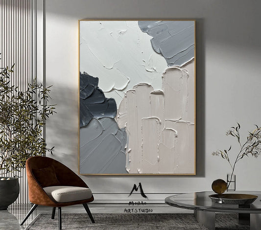 Beige Minimalist Texture Art Neutral Textured Painting Original White Abstract Painting 3D Texture Art Large Abstract Canvas Art Neutral Art