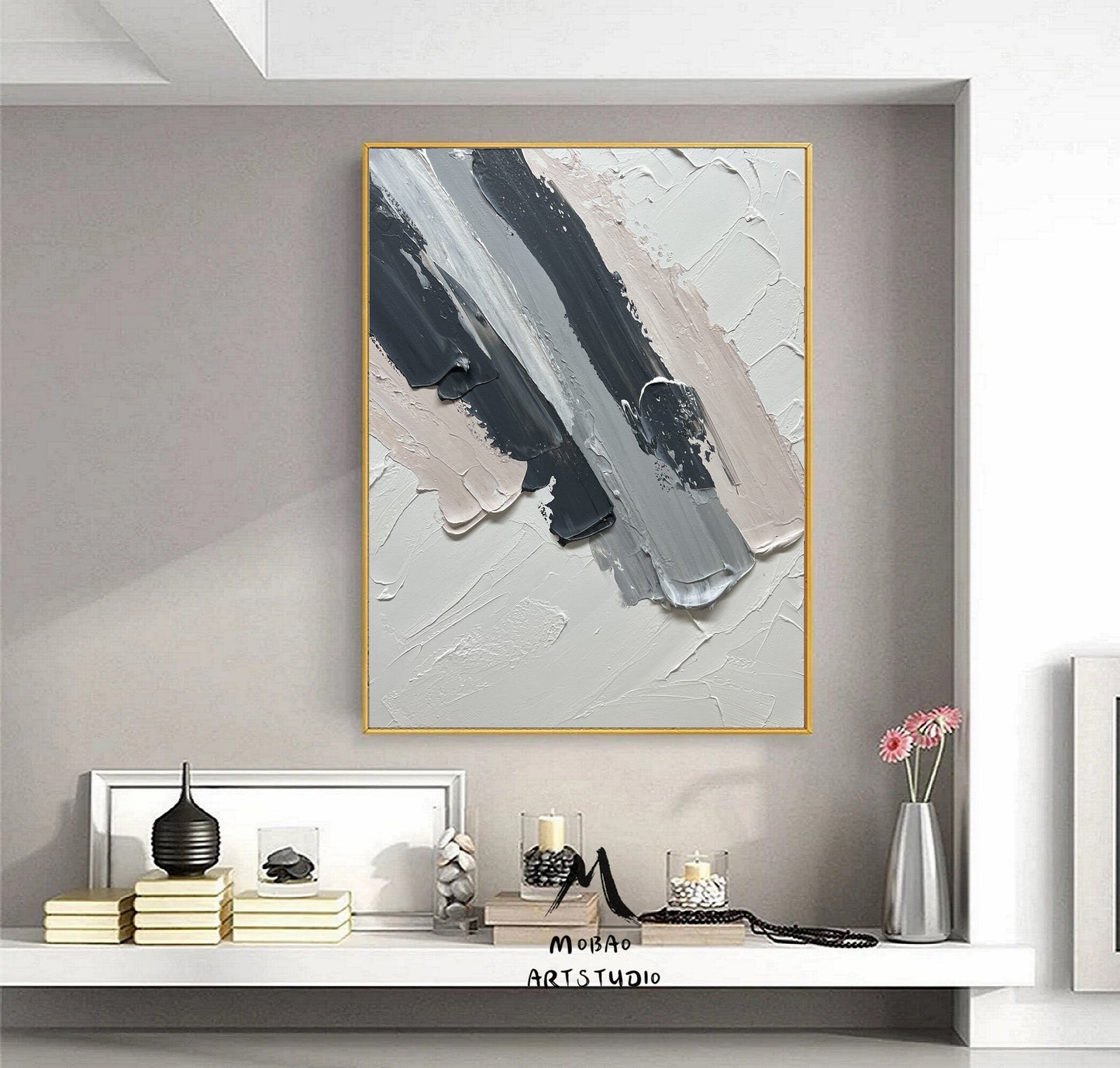 Original Beige Textured Painting Beige 3D Texture Art Abstract Painting Dark Gray Minimalist Wall Art Large Abstract Canvas Art Neutral Art