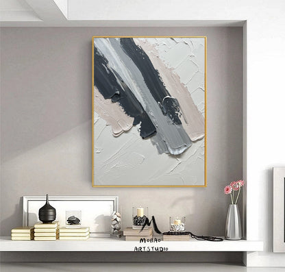 Original Beige Textured Painting Beige 3D Texture Art Abstract Painting Dark Gray Minimalist Wall Art Large Abstract Canvas Art Neutral Art