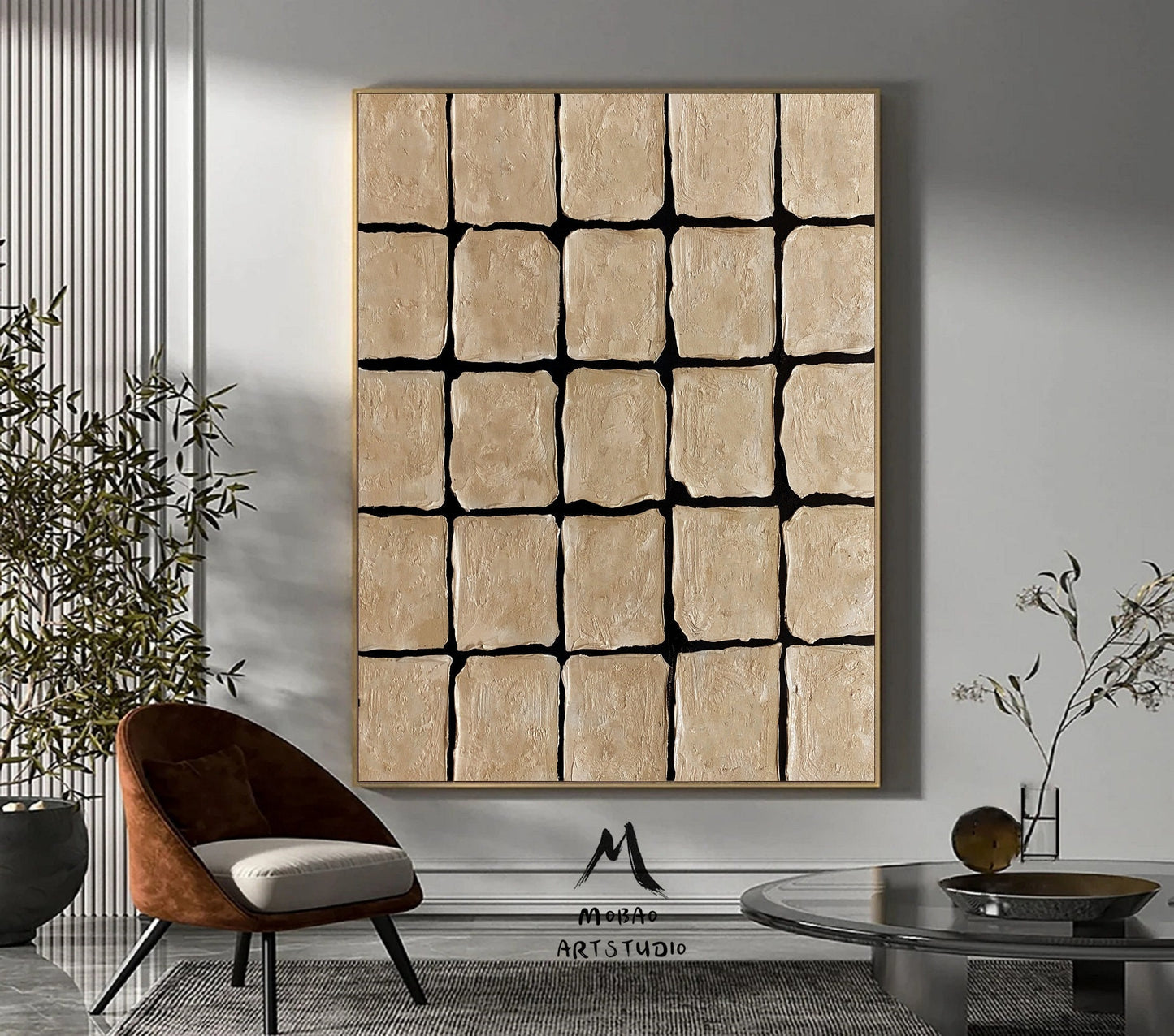 Brown Minimalist Painting Wabi Sabi Art Brown Large Boho Wall Art Painting Wall Art Black Texture Painting Brown Abstract Art Painting