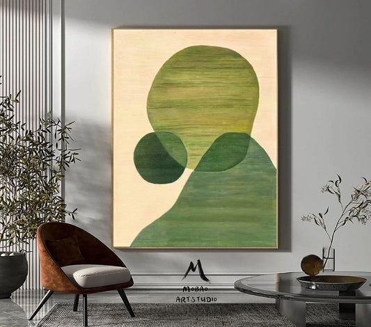 Wabi Sabi Wall Art Green Boho Wall Art Minimalist Textured Painting Green Minimailist Art Green Abstract Geometric Art Large Modern Wall Art