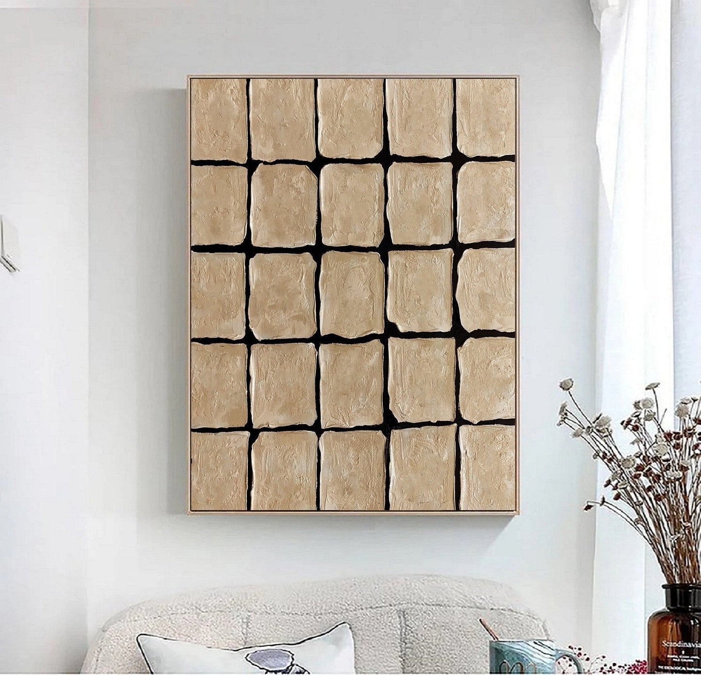 Brown Minimalist Painting Wabi Sabi Art Brown Large Boho Wall Art Painting Wall Art Black Texture Painting Brown Abstract Art Painting