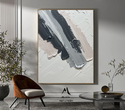 Original Beige Textured Painting Beige 3D Texture Art Abstract Painting Dark Gray Minimalist Wall Art Large Abstract Canvas Art Neutral Art