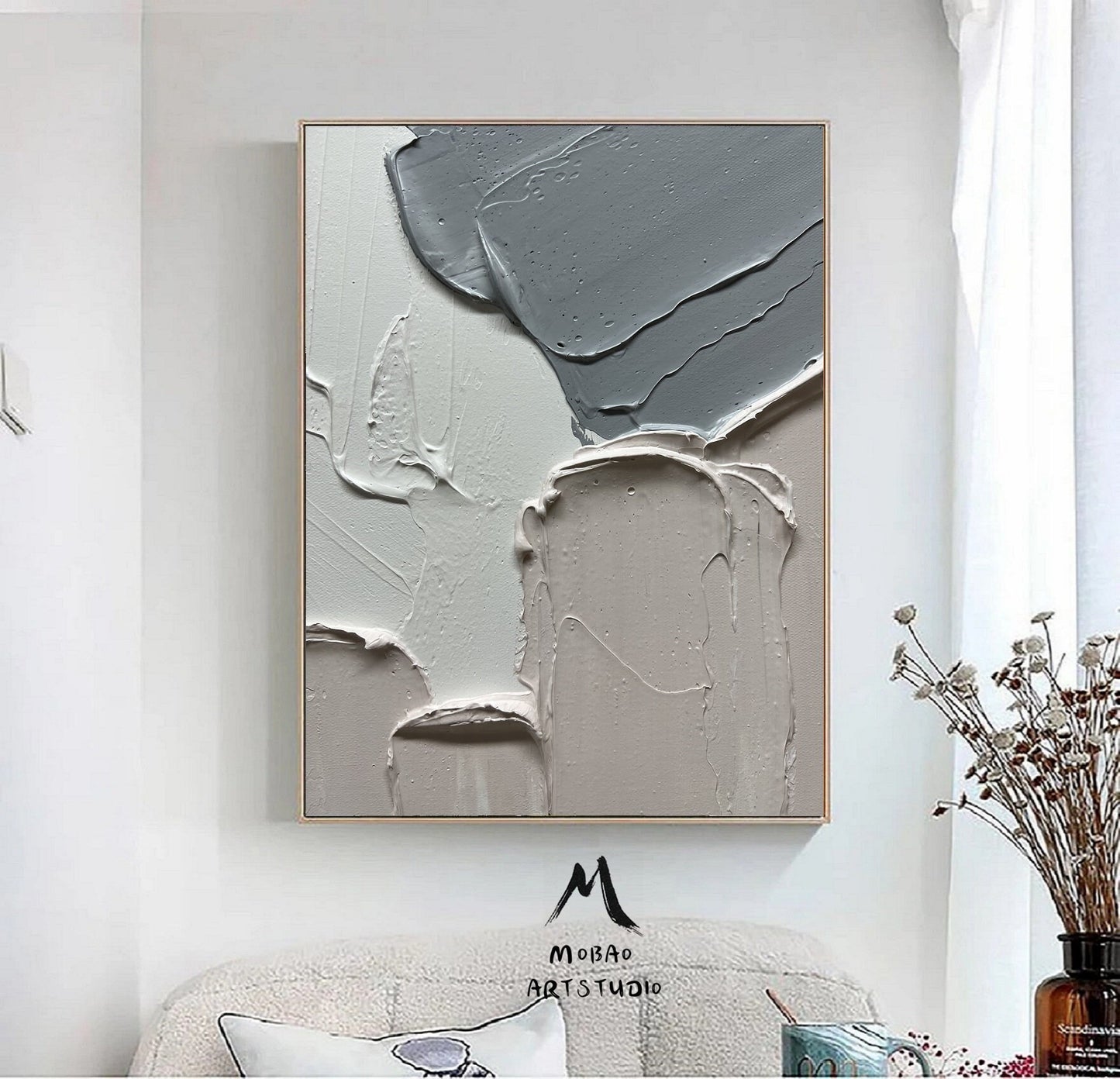 Beige Textured Painting Original Beige Abstract Painting Beige 3D Texture Art Beige Minimalist Wall Art Large Abstract Canvas Art Wall Art