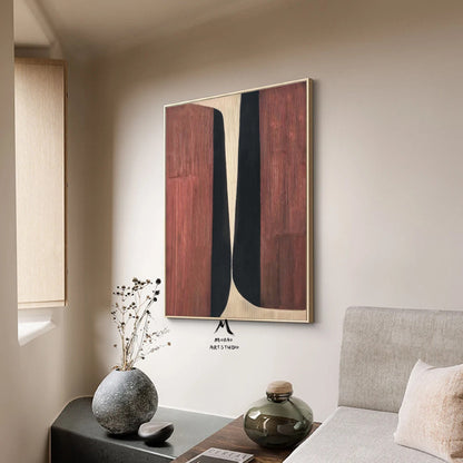 Brown Minimalist Art Painting Boho Wall Art Wine Red Abstract Painting Wabi Sabi Wall Art Brown Abstract Wall Art Brown Abstract Art