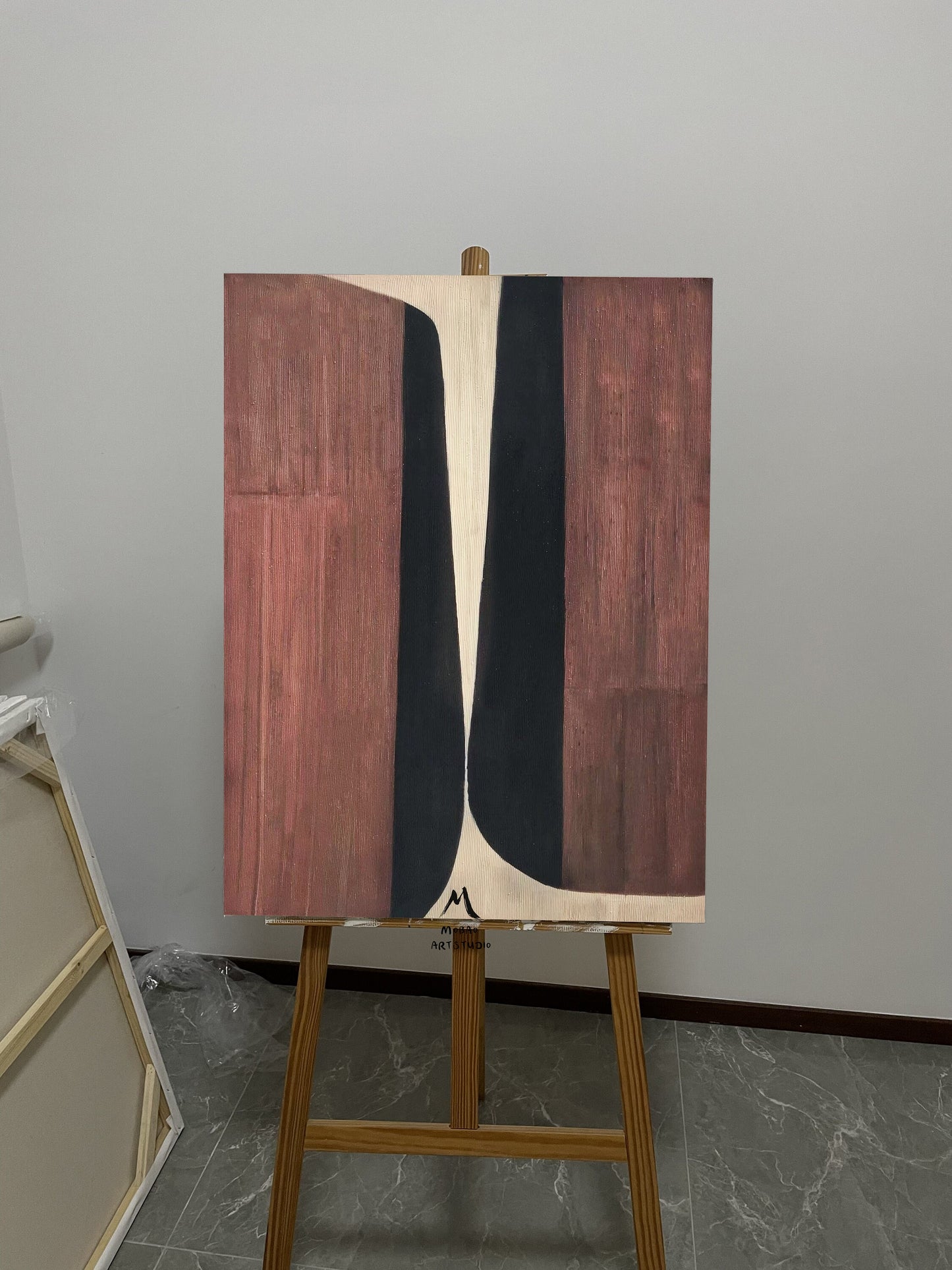 Brown Minimalist Art Painting Boho Wall Art Wine Red Abstract Painting Wabi Sabi Wall Art Brown Abstract Wall Art Brown Abstract Art