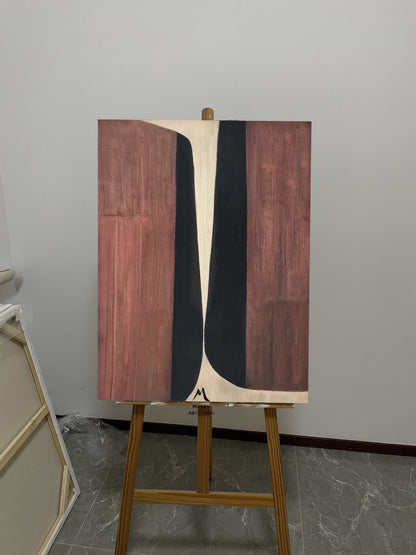 Brown Minimalist Art Painting Boho Wall Art Wine Red Abstract Painting Wabi Sabi Wall Art Brown Abstract Wall Art Brown Abstract Art