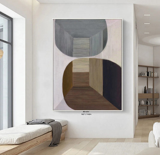 Boho Wall Art Beige Minimalist Art Gray Texture Painting Wabisabi Wall Art Brown Abstract Wall Art Gray Abstract Painting Brown Abstract Art