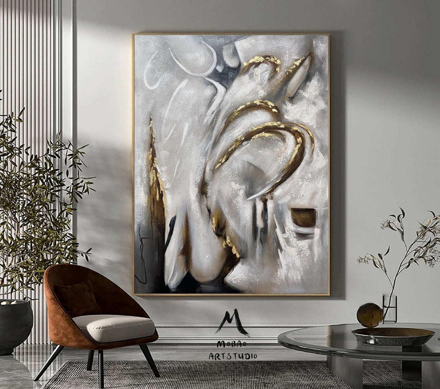 Extra Large Wall Art Large Gold Abstract Art Boho Wall Art Gray Minimalist Art Gold Abstract Painting Gray Art Painting Living Room Wall Art