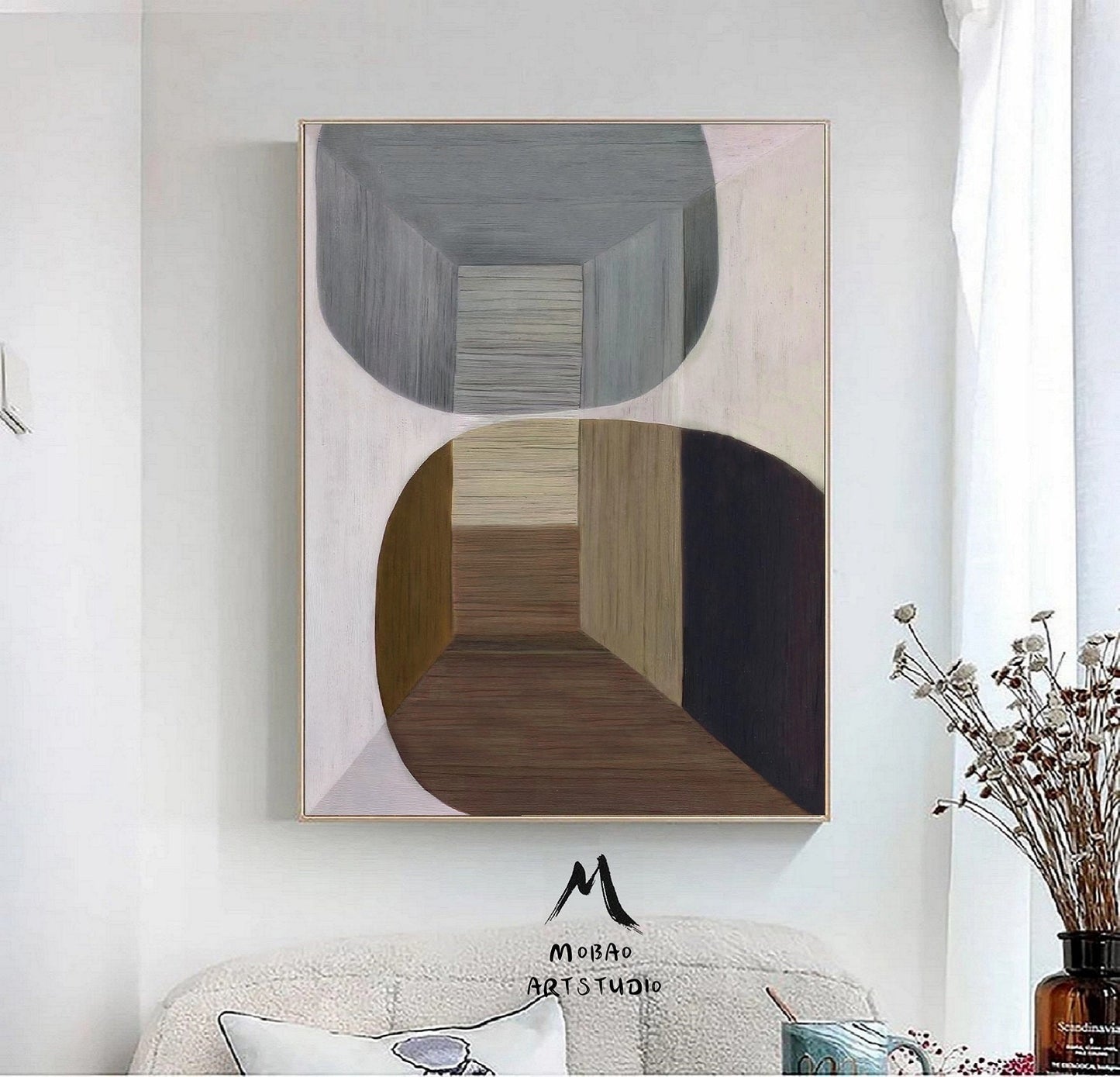 Boho Wall Art Beige Minimalist Art Gray Texture Painting Wabisabi Wall Art Brown Abstract Wall Art Gray Abstract Painting Brown Abstract Art