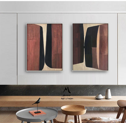 Borwn 3D Textured Painting Set of 2 Boho Wall Art Borwn Textured Wall Art Set of 2 Borwn Abstract Painting Painting Borwn Abstract Painting