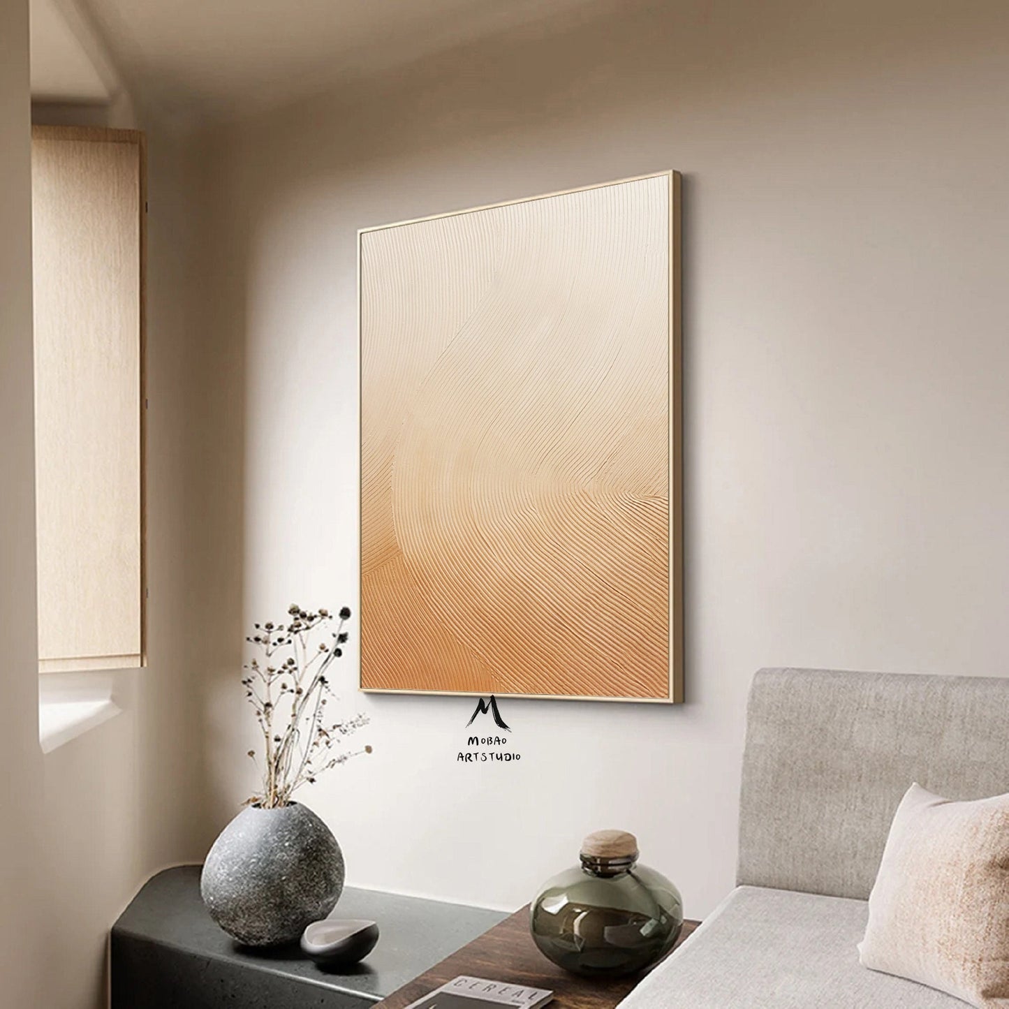 Beige Minimalist Art Boho Wall Art Wabi Sabi Wall Art Brown and Beige Abstract Painting Beige Textured Art Beige Wall Art Contemporary Art