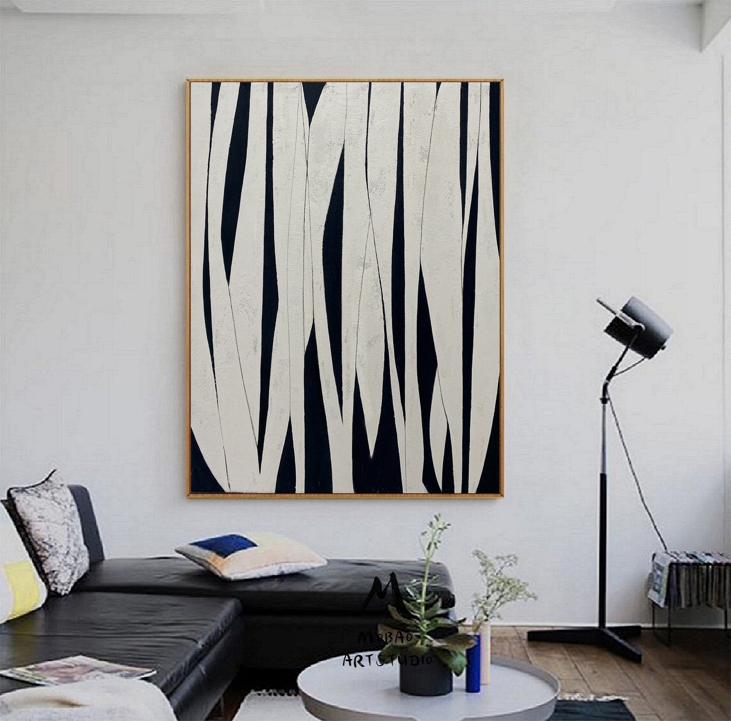 White Abstract Painting Boho Wall Art Black Minimalist Art Painting White Wabisabi Wall Art White Textured Canvas Painting Contemporary Art