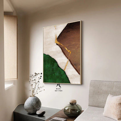 Wabi Sabi Wall Art Green Minimalist Art Boho Wall Art Green Abstract Painting Beige Minimalist Painting Green Wall Art Brown Canvas Painting