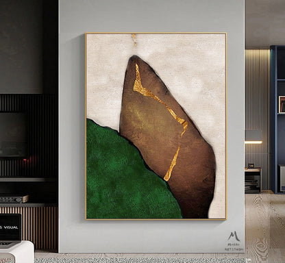 Wabi Sabi Wall Art Green Minimalist Art Boho Wall Art Green Abstract Painting Beige Minimalist Art Painting Green Wall Art Beige Canvas Art