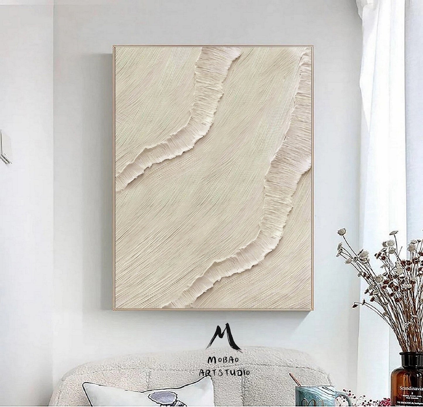 Beige Abstract Painting on Canvas Boho Wall Art Beige Wall Art Beige Wabi Sabi Wall Art Beige Textured Art Panting Biege Contemporary Art