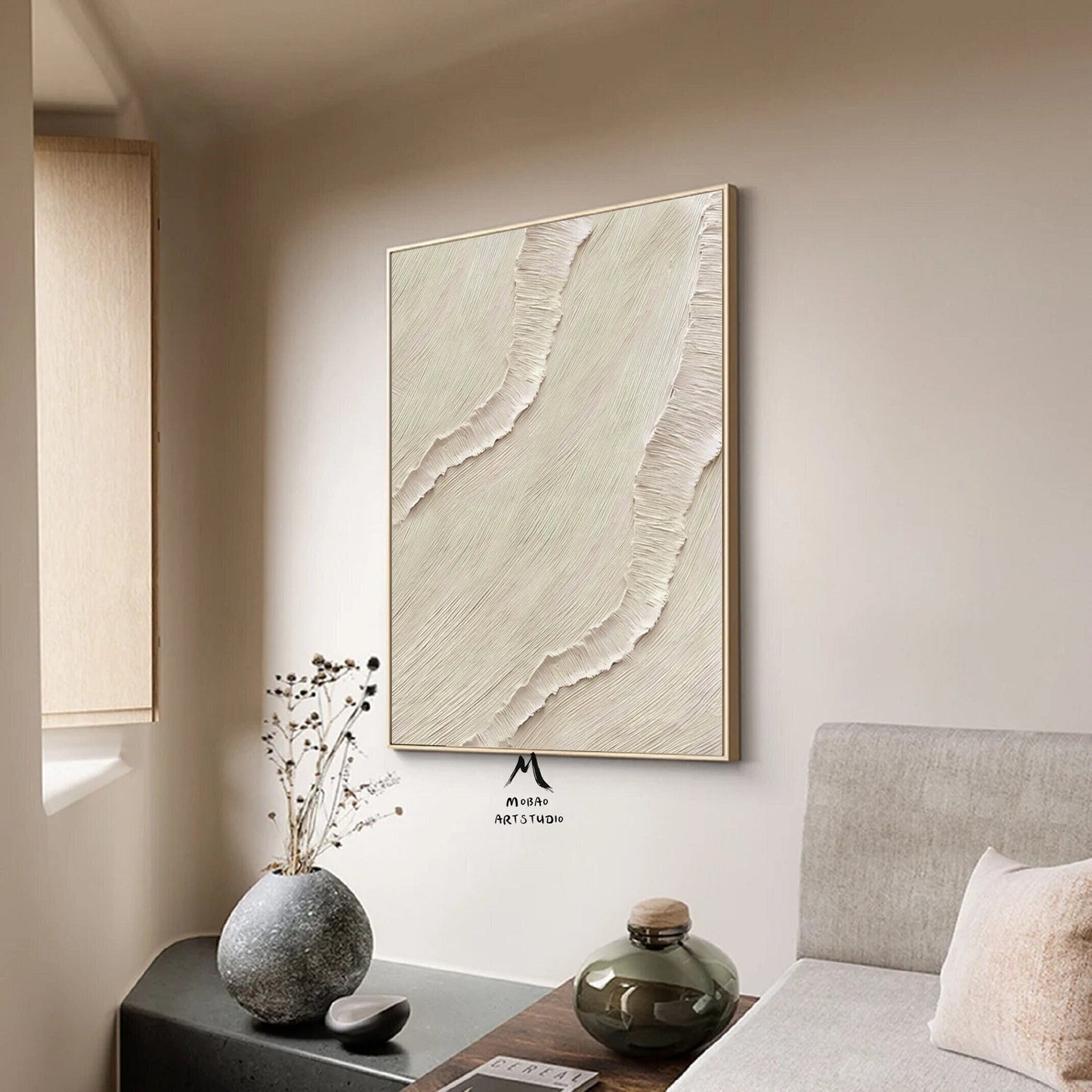 Beige Abstract Painting on Canvas Boho Wall Art Beige Wall Art Beige Wabi Sabi Wall Art Beige Textured Art Panting Biege Contemporary Art