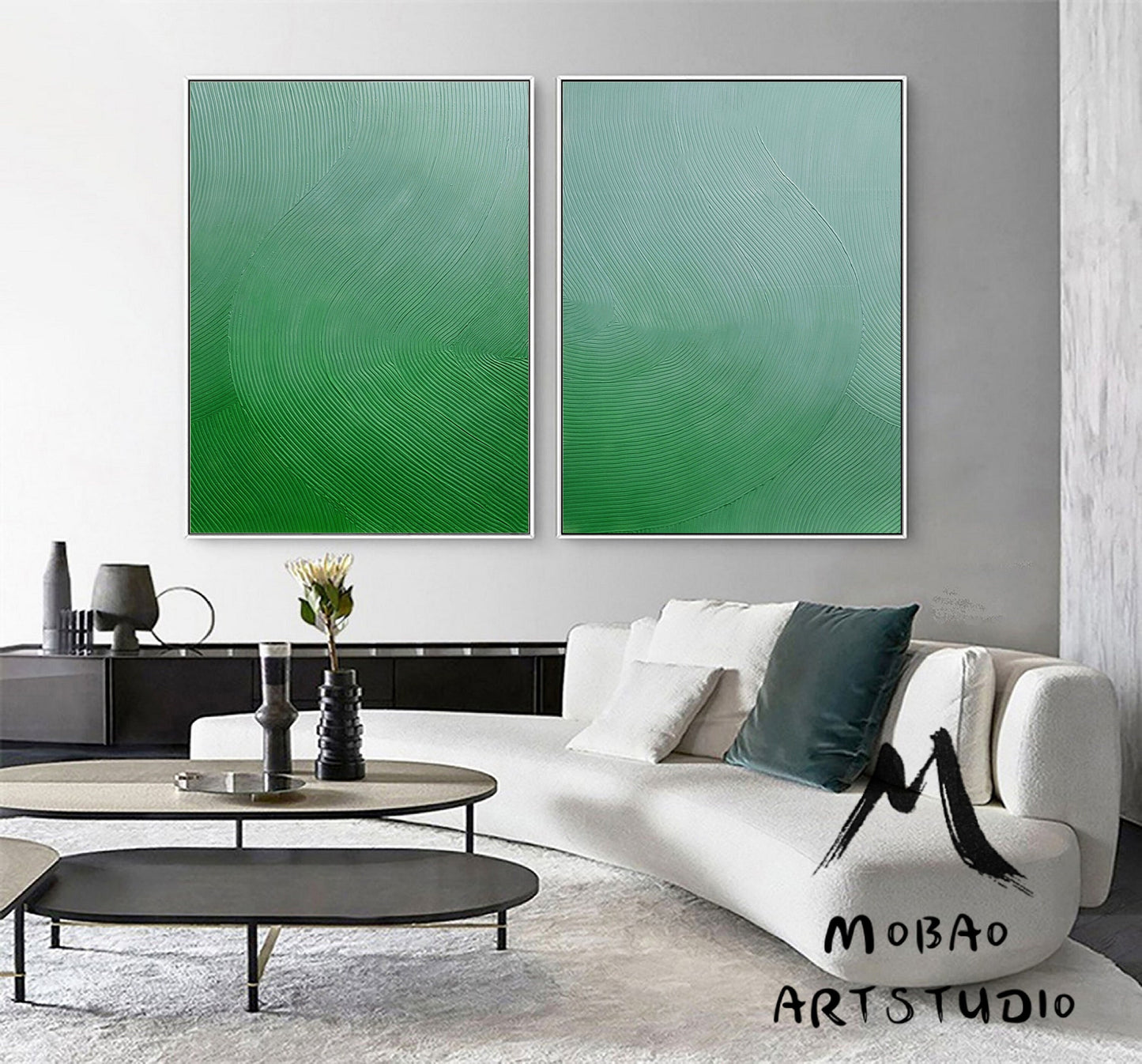 Green Minimalist Texture Art Set of 2 Boho Wall Art Green Abstract Painting Green Abstract Art Wabi sabi Wall Art Green Abstract Wall Art