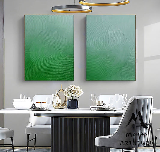 Green Minimalist Texture Art Set of 2 Boho Wall Art Green Abstract Painting Green Abstract Art Wabi sabi Wall Art Green Abstract Wall Art