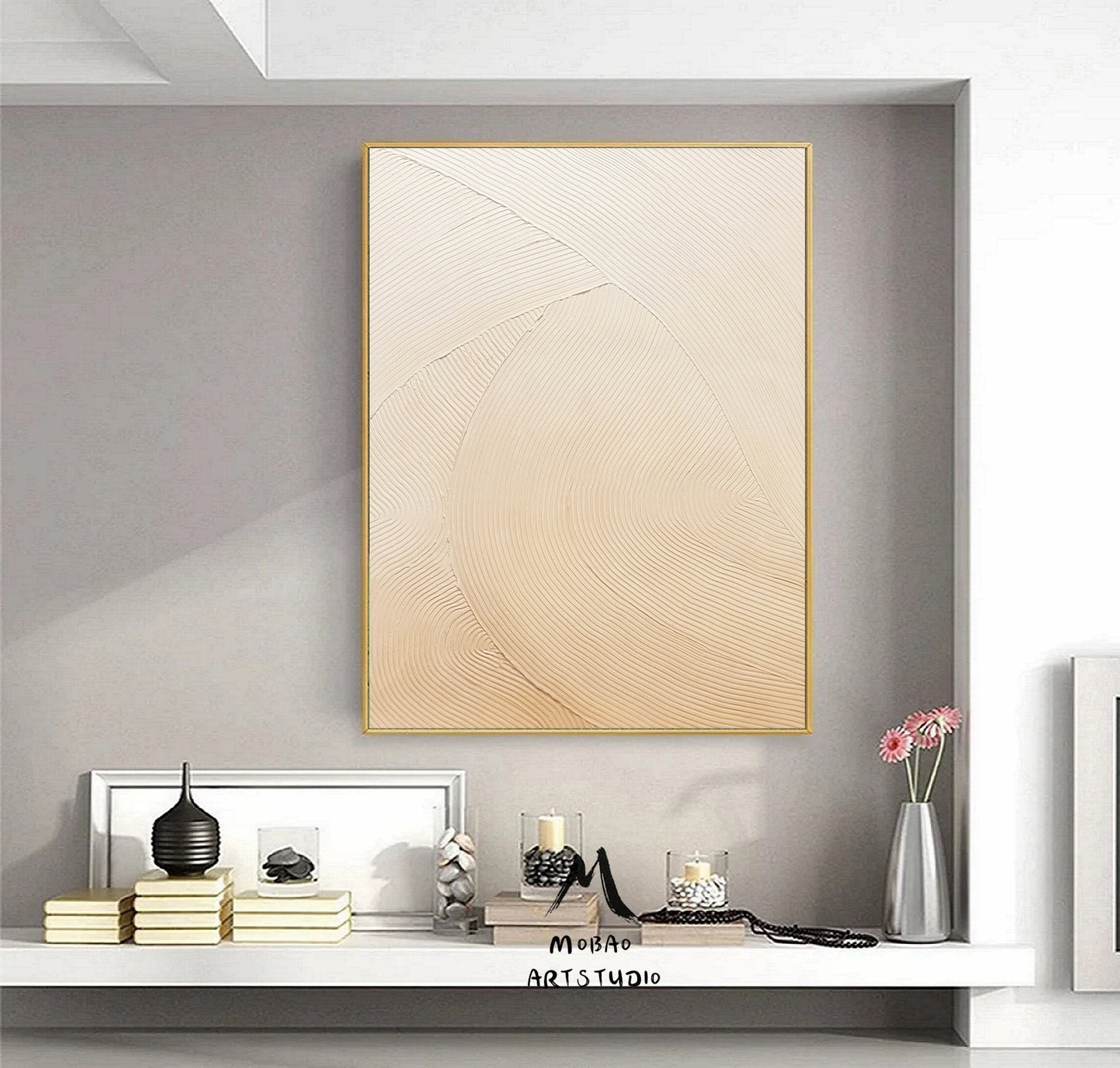 Beige Minimalist Art Boho Wall Art Wabi Sabi Wall Art Beige Abstract Painting on Canvas Beige Textured Art Beige Wall Art Contemporary Art