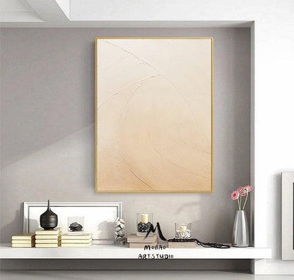 Beige Minimalist Art Boho Wall Art Wabi Sabi Wall Art Beige Abstract Painting on Canvas Beige Textured Art Beige Wall Art Contemporary Art