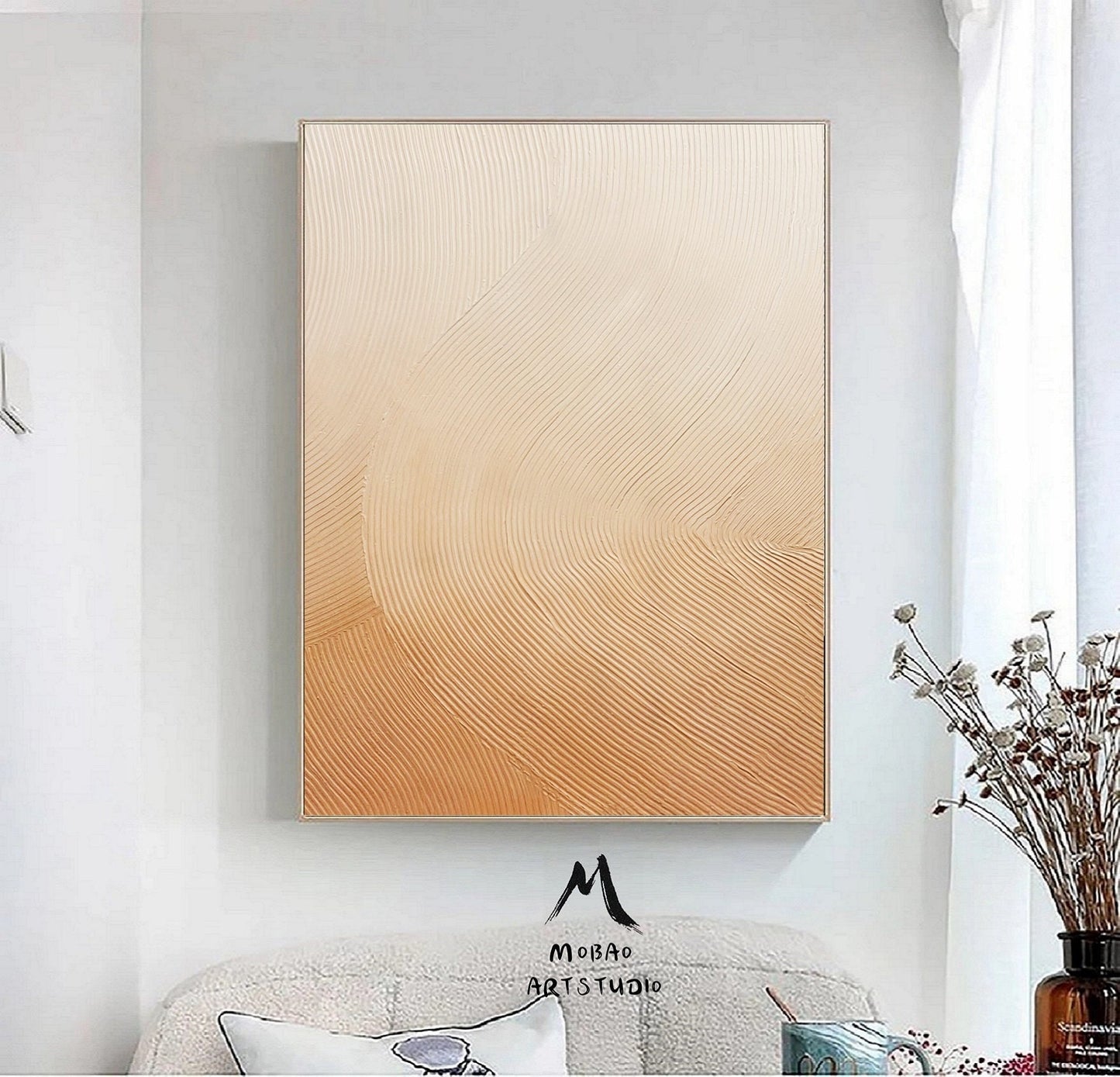 Beige Minimalist Art Boho Wall Art Wabi Sabi Wall Art Brown and Beige Abstract Painting Beige Textured Art Beige Wall Art Contemporary Art