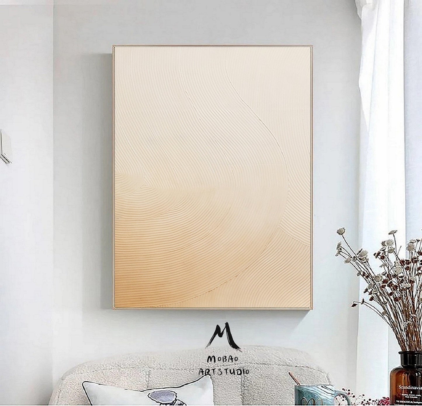 Beige Abstract Painting Beige Minimalist Art Painting Boho Wall Art Wabi Sabi Wall Art Beige Textured Art Beige Wall Art Contemporary Art