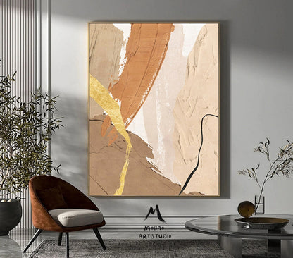 Beige Minimalist Canvas Art Wabi Sabi Wall Art Brown Abstract Painting Beige Texture Art Boho Wall Art Beige Minimalist Art Biege Wall Art
