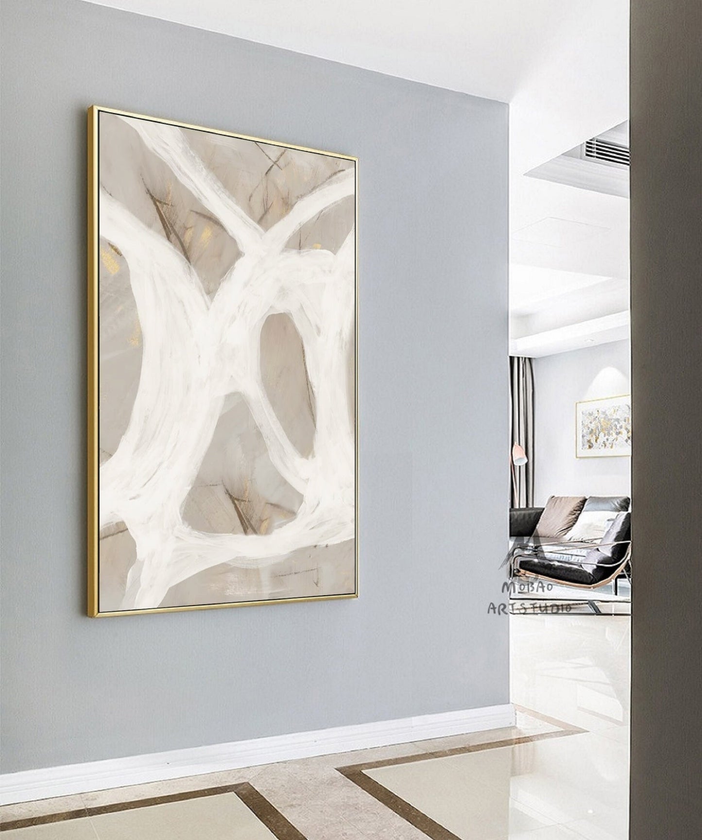 White Minimalist Art Painting Boho Wall Art Wabi Sabi Wall Art Beige Abstract Painting White Abstract Art Beige Wall Art Contemporary Art