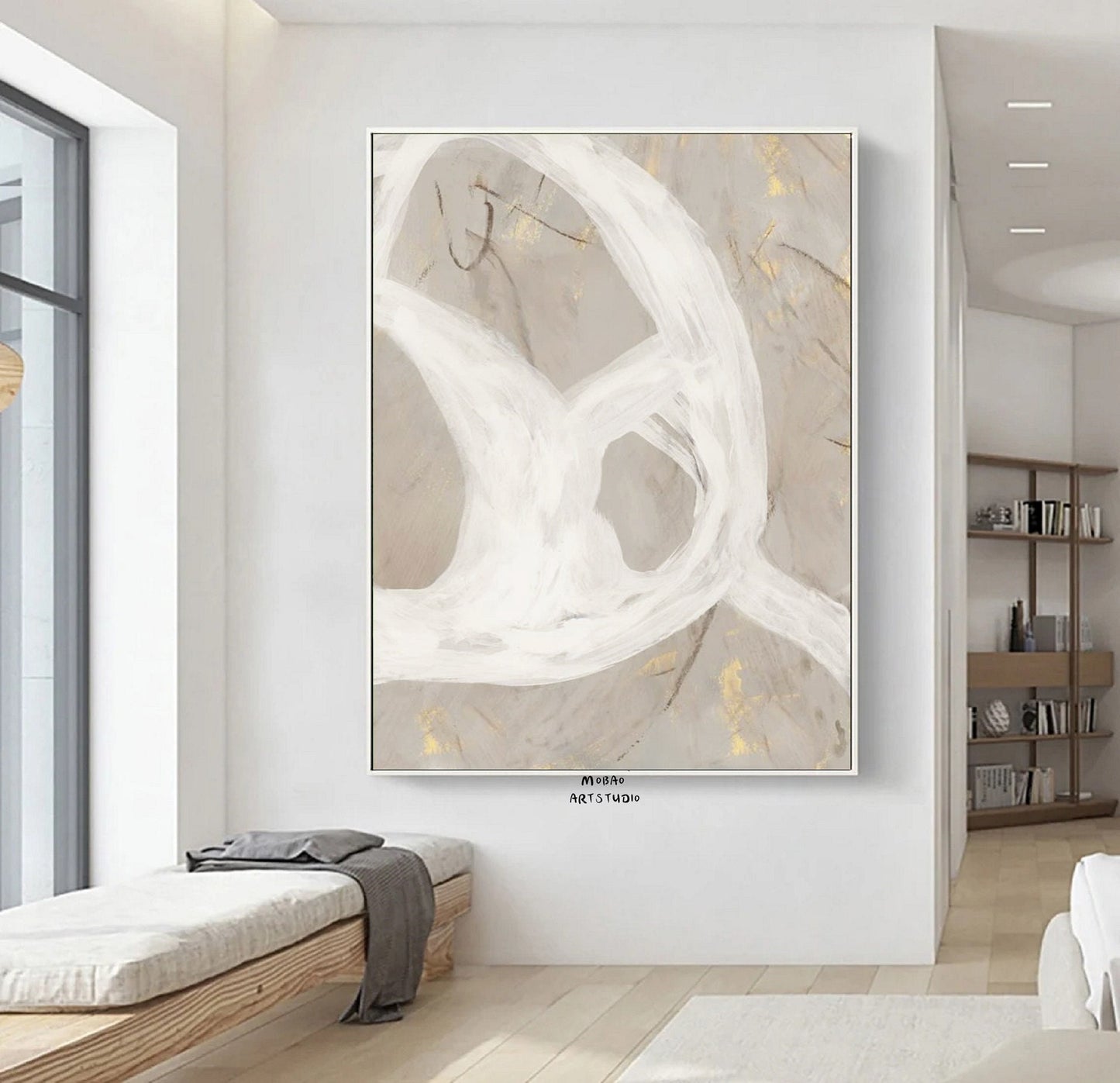Boho Wall Art Wabi Sabi Wall Art White Minimalist Art Painting Beige Abstract Painting White Abstract Art Beige Wall Art Contemporary Art