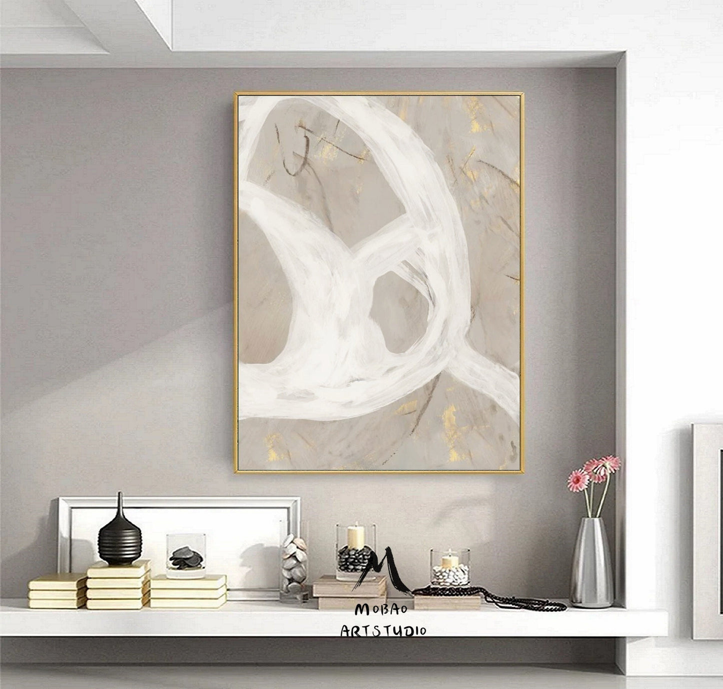 Boho Wall Art Wabi Sabi Wall Art White Minimalist Art Painting Beige Abstract Painting White Abstract Art Beige Wall Art Contemporary Art