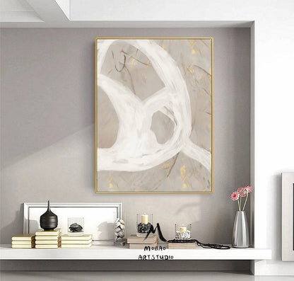 Boho Wall Art Wabi Sabi Wall Art White Minimalist Art Painting Beige Abstract Painting White Abstract Art Beige Wall Art Contemporary Art
