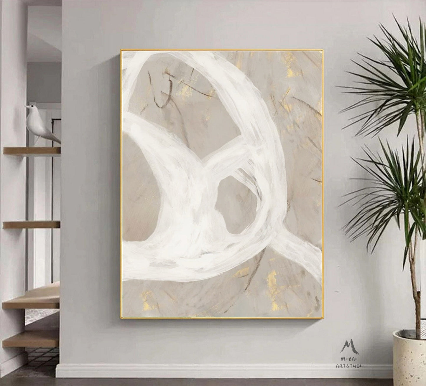 Boho Wall Art Wabi Sabi Wall Art White Minimalist Art Painting Beige Abstract Painting White Abstract Art Beige Wall Art Contemporary Art