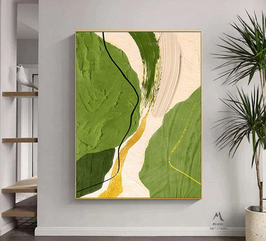 Green Abstract Painting Beige Painting Boho Wall Art Green Minimalist Canvas Art Wabi Sabi Wall Art Beige Minimalist Painting Green Wall Art