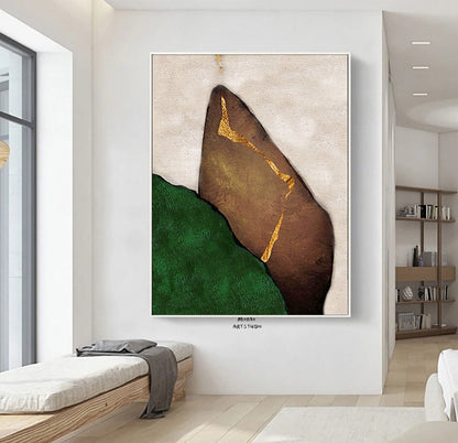 Wabi Sabi Wall Art Green Minimalist Art Boho Wall Art Green Abstract Painting Beige Minimalist Art Painting Green Wall Art Beige Canvas Art