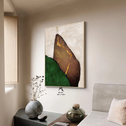 Wabi Sabi Wall Art Green Minimalist Art Boho Wall Art Green Abstract Painting Beige Minimalist Art Painting Green Wall Art Beige Canvas Art