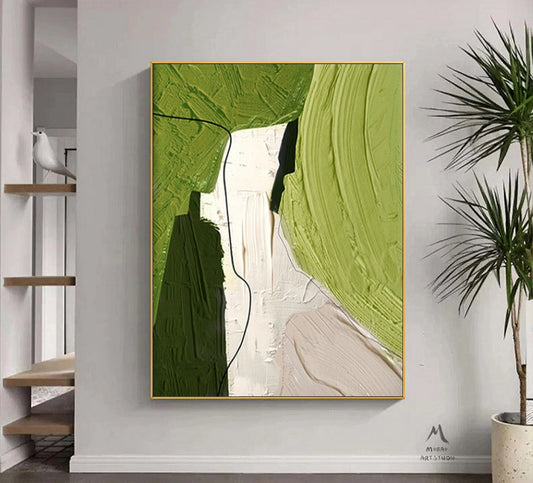 Green Minimalist Painting Green Texture Art Boho Wall Art Beige Texture Art Green Minimalist Canvas Art Wabi Sabi Wall Art Green Wall Art