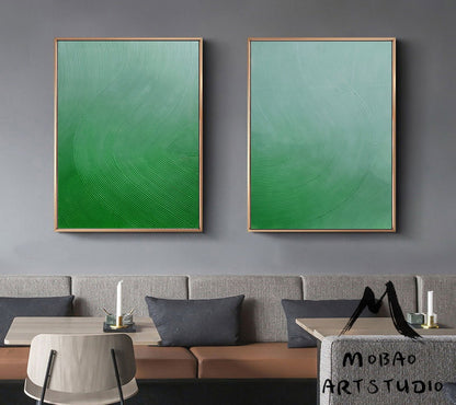 Green Minimalist Texture Art Set of 2 Boho Wall Art Green Abstract Painting Green Abstract Art Wabi sabi Wall Art Green Abstract Wall Art