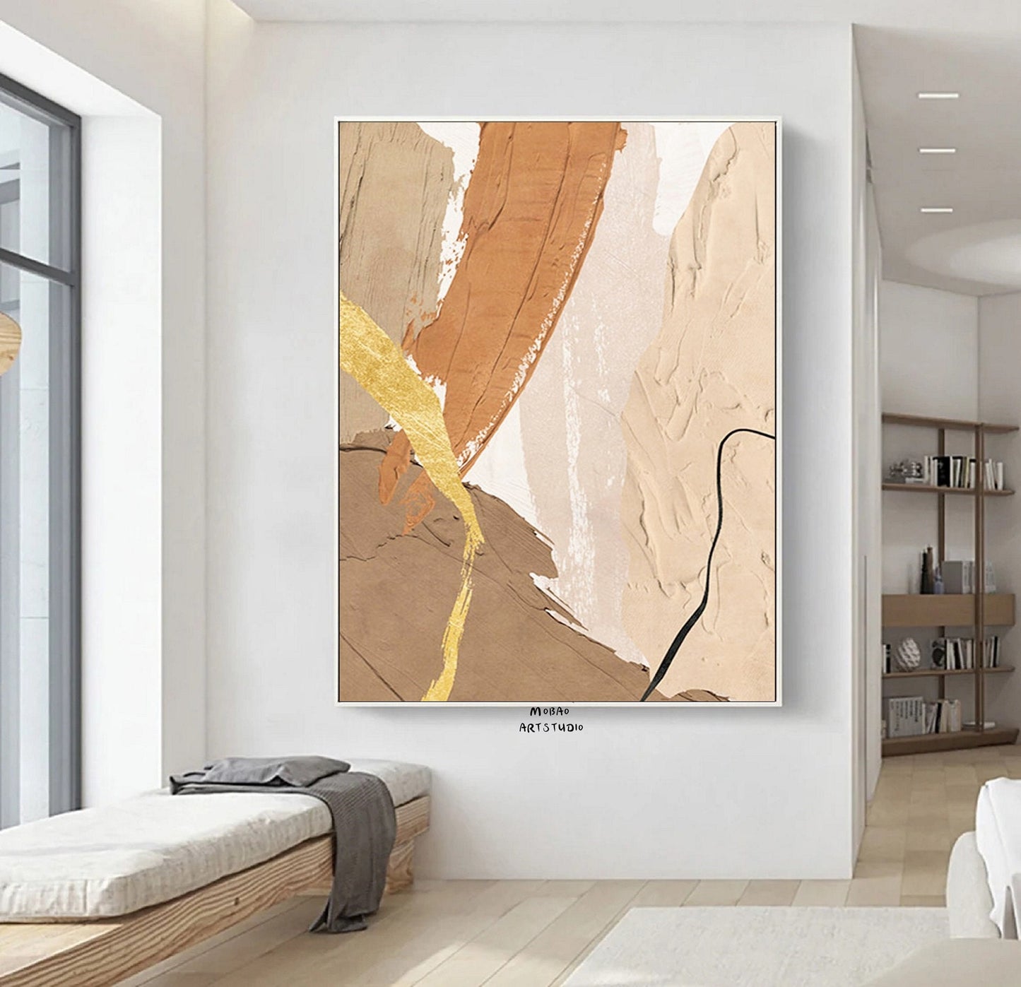 Beige Minimalist Canvas Art Wabi Sabi Wall Art Brown Abstract Painting Beige Texture Art Boho Wall Art Beige Minimalist Art Biege Wall Art