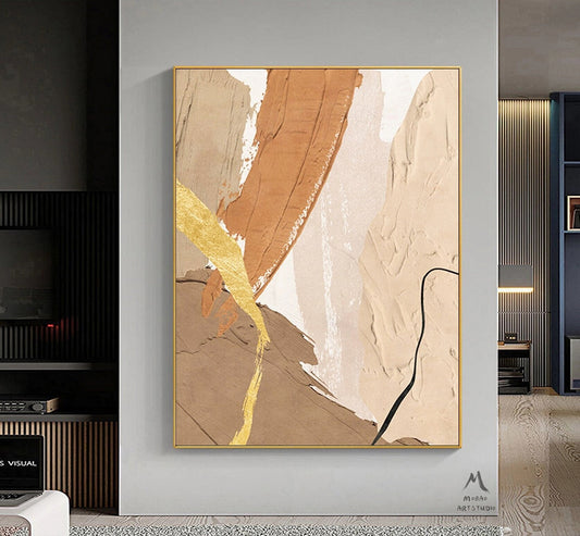Beige Minimalist Canvas Art Wabi Sabi Wall Art Brown Abstract Painting Beige Texture Art Boho Wall Art Beige Minimalist Art Biege Wall Art
