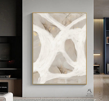 White Minimalist Art Painting Boho Wall Art Wabi Sabi Wall Art Beige Abstract Painting White Abstract Art Beige Wall Art Contemporary Art
