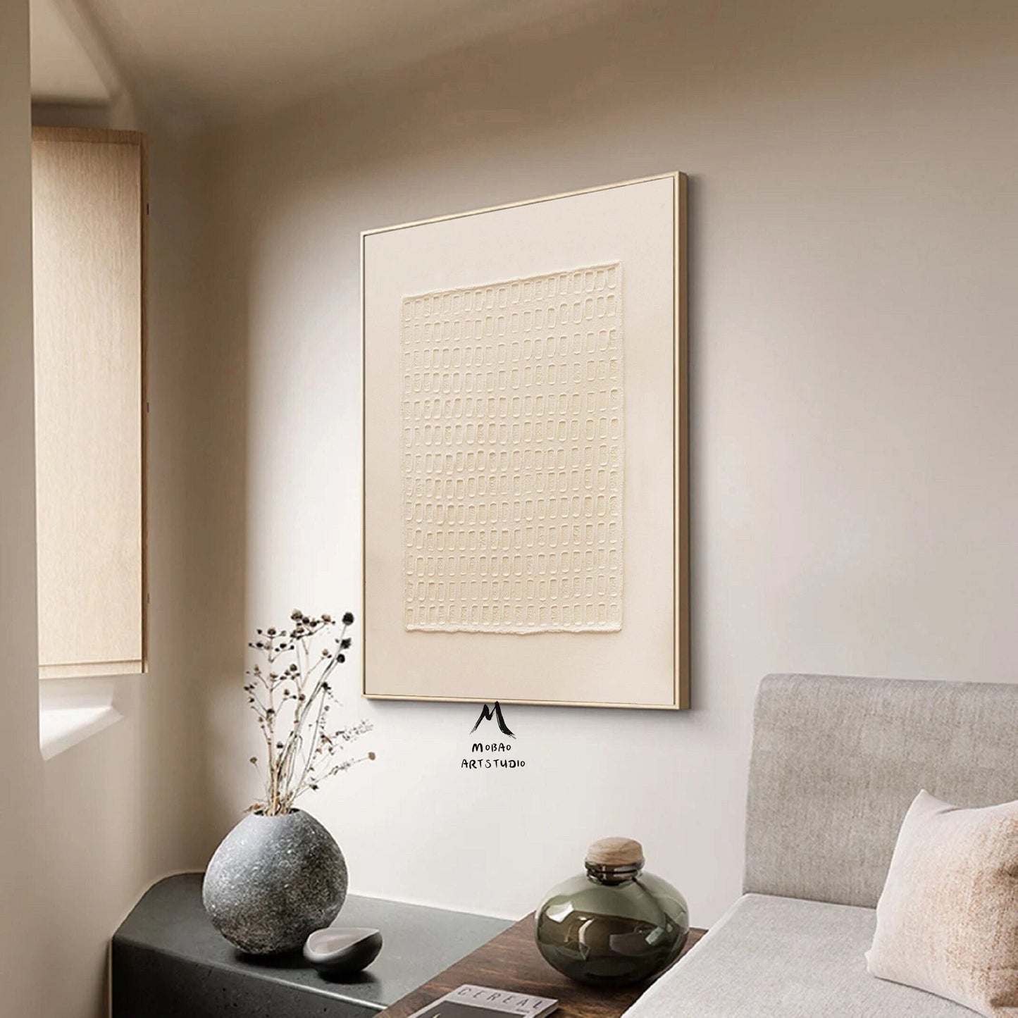 Beige 3D Texture Art Beige Minimalist Art Beige Wall Art Beige Abstract Art Neutral Abstract Painting Wabi Sabi Wall Art Modern Wall Art