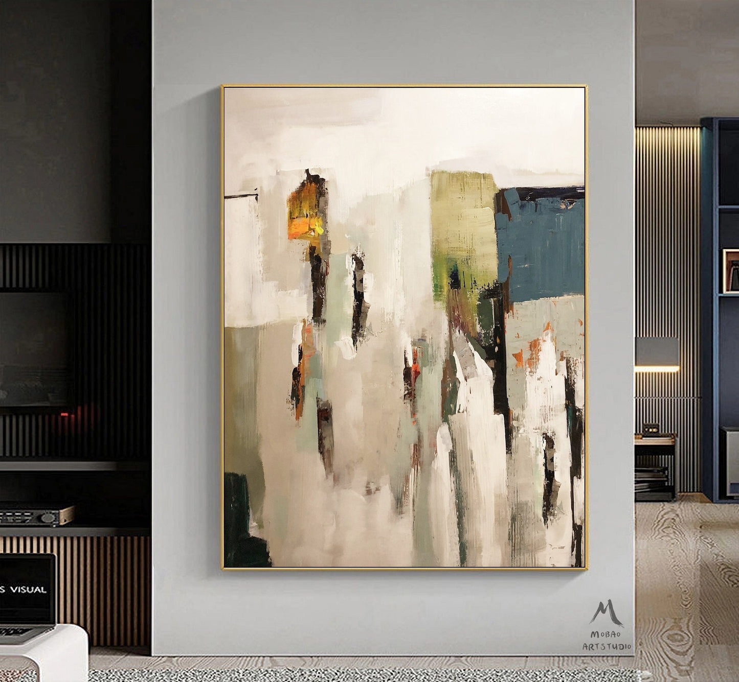 Beige Minimalist Art Beige Wall Art Original Abstract Painting Blue Minimalist Abstract Art Painting Beige Abstract Art Contemporary Art