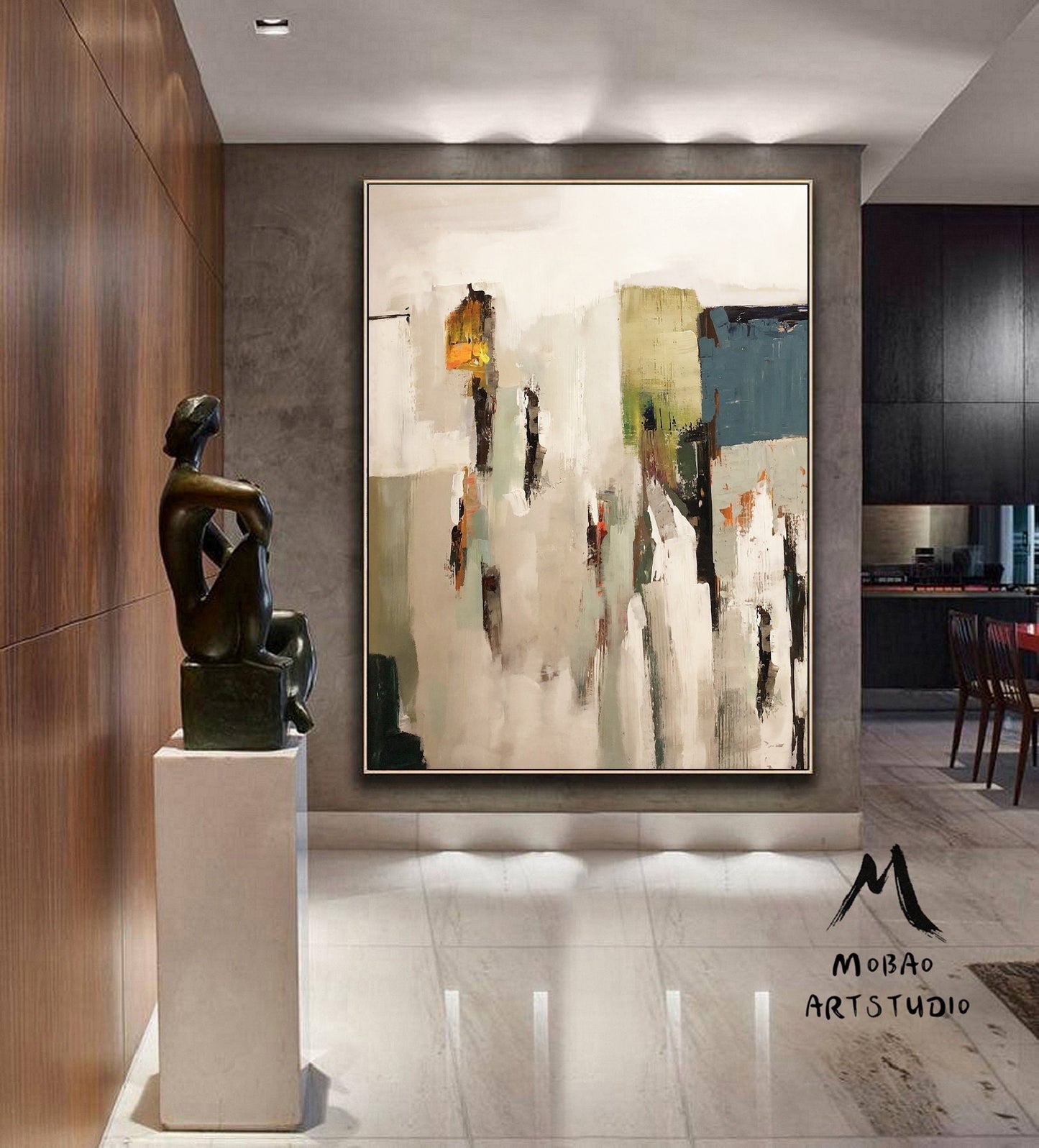 Beige Minimalist Art Beige Wall Art Original Abstract Painting Blue Minimalist Abstract Art Painting Beige Abstract Art Contemporary Art