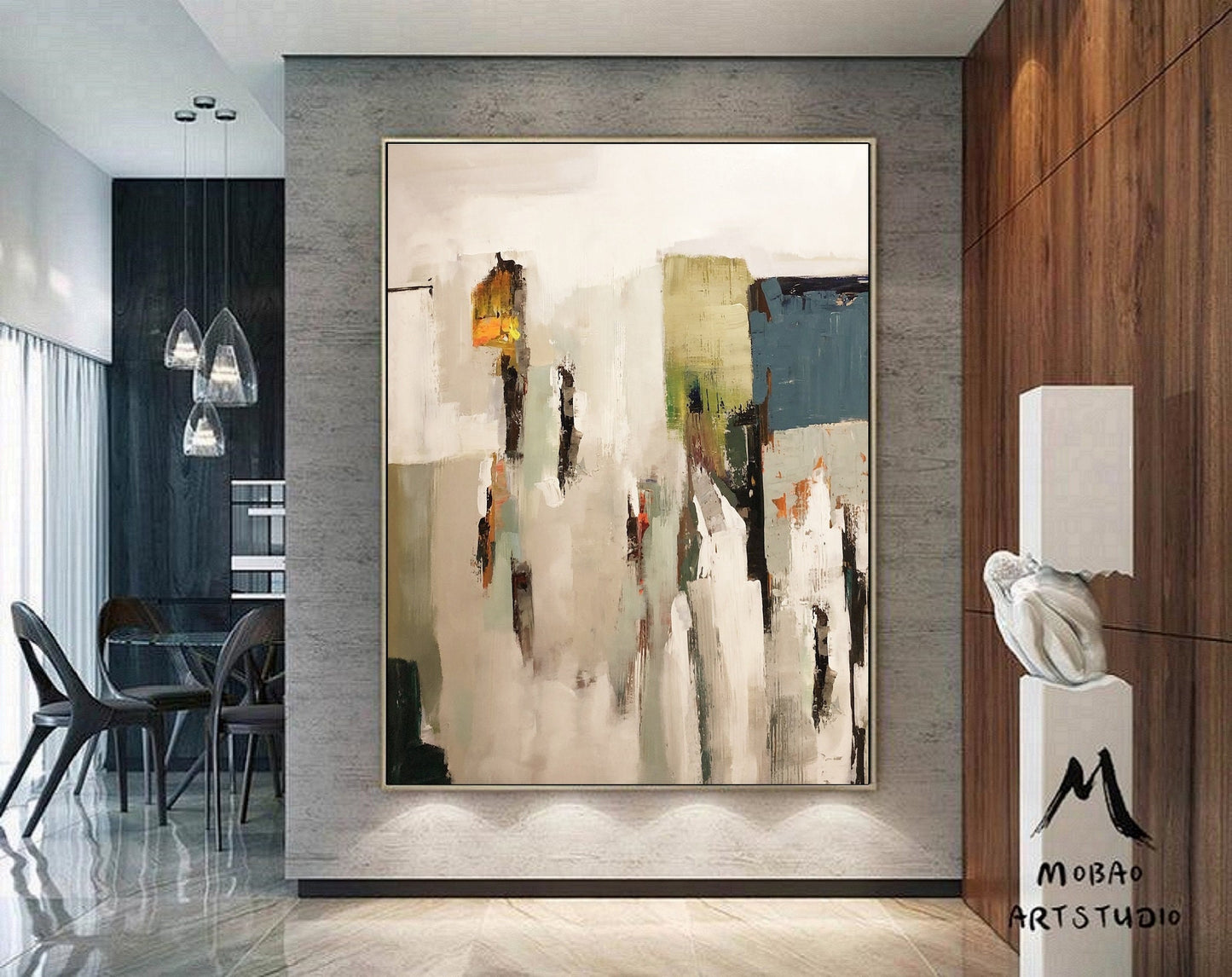 Beige Minimalist Art Beige Wall Art Original Abstract Painting Blue Minimalist Abstract Art Painting Beige Abstract Art Contemporary Art