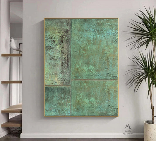 Large Green Abstract Painting Green Minimalism Painting Green Wall Art Green Canvas Art Painting Green Abstract Art Green Canvas Wall Art